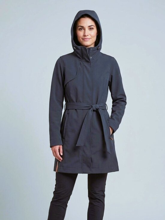 Lole Jackets & Blazers - Lole Hooded Belted Long Jacket in Dark Blue